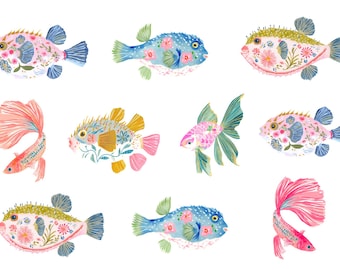 Rice Paper for Decoupage / Tropical Fish Ocean Beach Preppy / 1 Rice Paper / A4 / A5 / Customizable