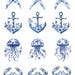 Rice Paper for Decoupage / Blue White Chinoiserie Beach Crab Jellyfish ...