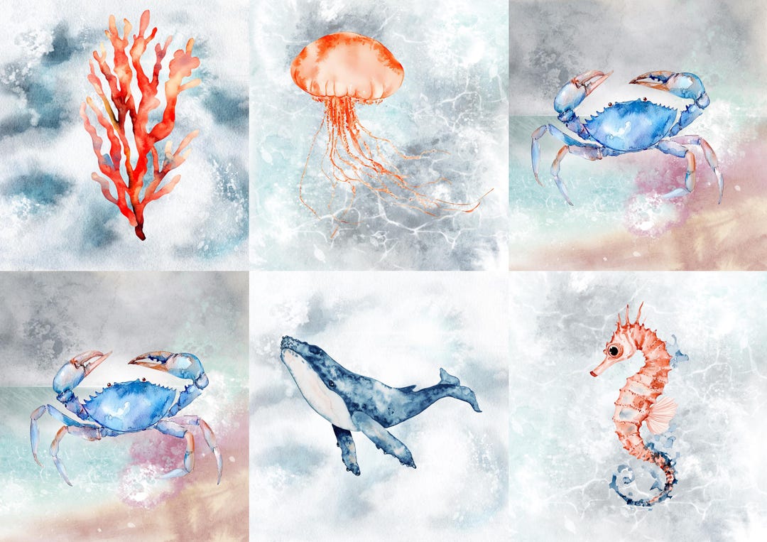 Rice Paper for Decoupage / Beach Crab Seahorse Coral Whale / 1 Rice ...