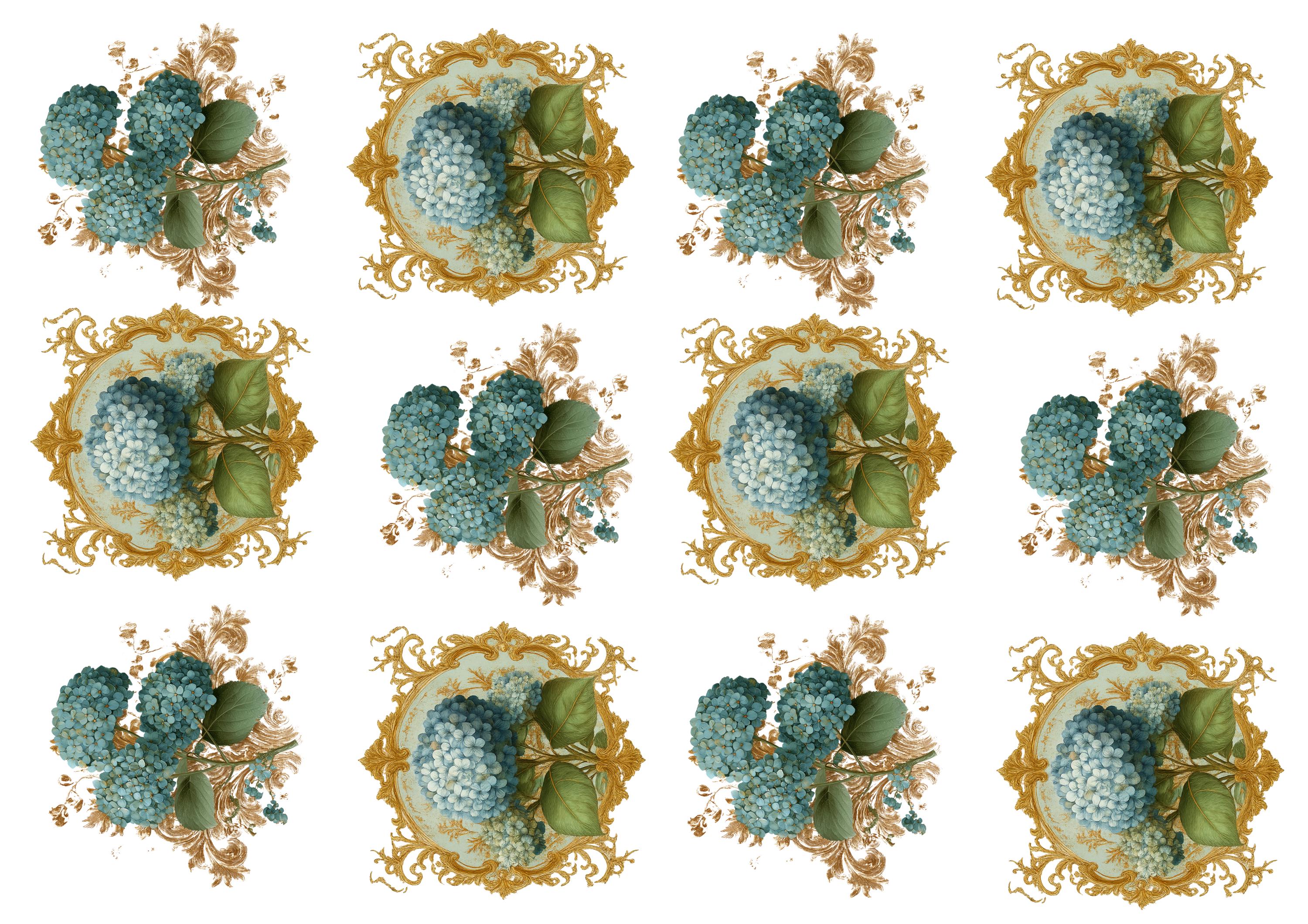 Hydrangea Rice Paper Rice Paper for Decoupage / Hydrangea Hydrangeas Vintage Blue Flowers ...