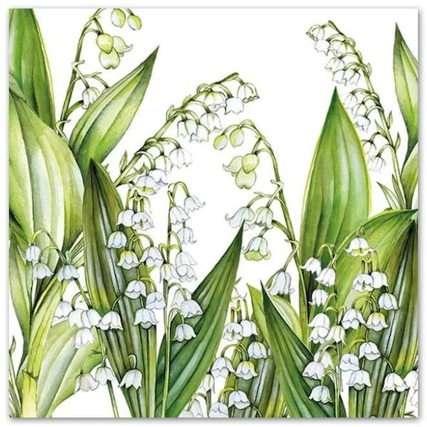 Decoupage Napkins- White Lily Flower Paper Napkins- Set of 3- Cocktail Size
