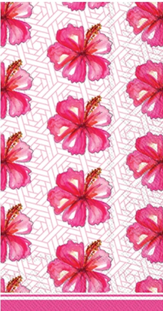 2 Decoupage Napkins- Tropical Hibiscus Flowers Paper Napkins- Set of 2 - Guest Size