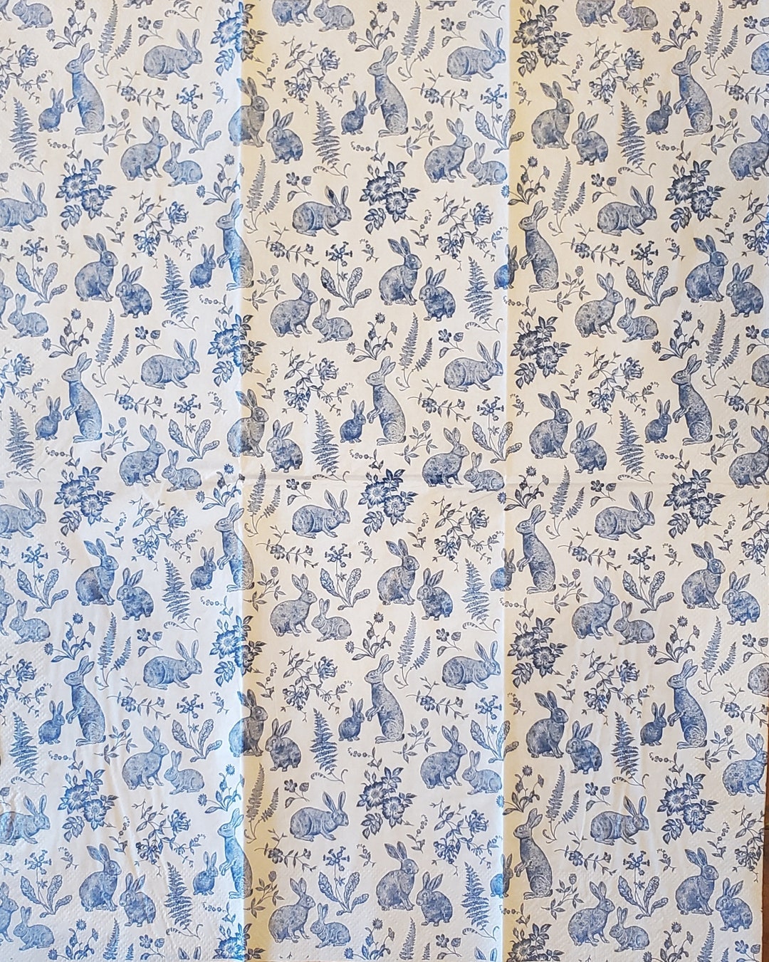 Decoupage Napkins Blue White Easter Bunny Toile Paper Etsy