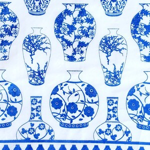 Decoupage Napkins, Blue White Chinoiserie Vases Urns Paper Napkins - Set of 2- Guest Size 15 3/4" x 13" folded