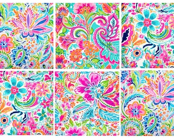 Rice Paper for Decoupage / Bright Paisley Preppy Floral Jacobean / 1 Rice Paper / A4 / A5 / Customizable