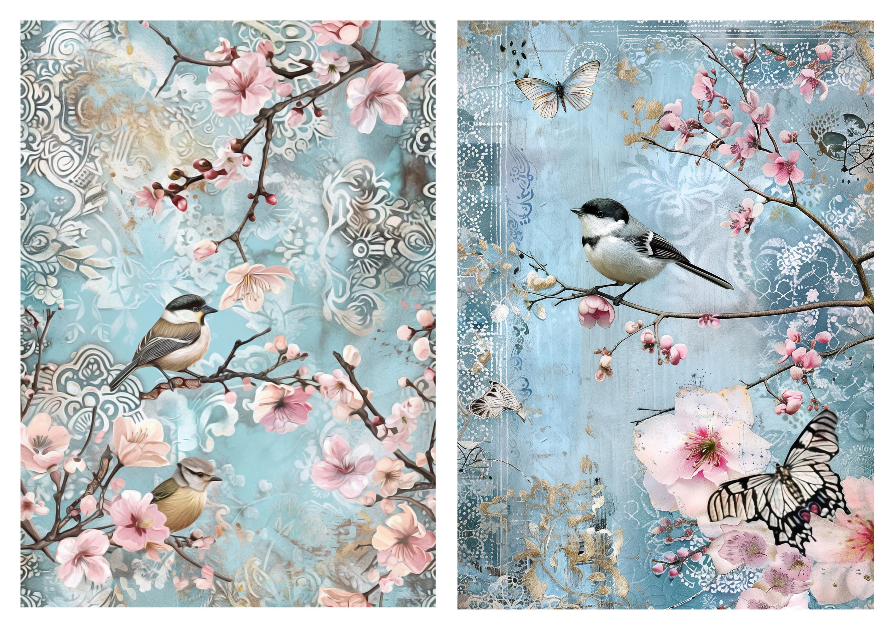 Rice Paper for Decoupage / Vintage Spring Bird Birds / 1 Rice Paper ...