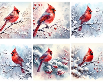 Rice Paper for Decoupage / Christmas Cardinal Bird Birds / 1 Rice Paper / A4 / A5 / Customizable