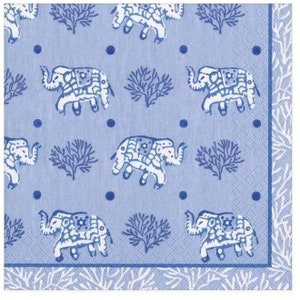 Decoupage Napkins- Elephant Paper Napkins- Set of 3- Cocktail size