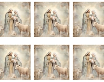 Rice Paper for Decoupage / Nativity Holy Family Christian Jesus Mary / 1 Rice Paper / A4 / Customizable