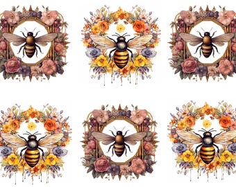 Rice Paper for Decoupage / Bee Bees Wreath / 1 Rice Paper / A4 / A5 / Customizable