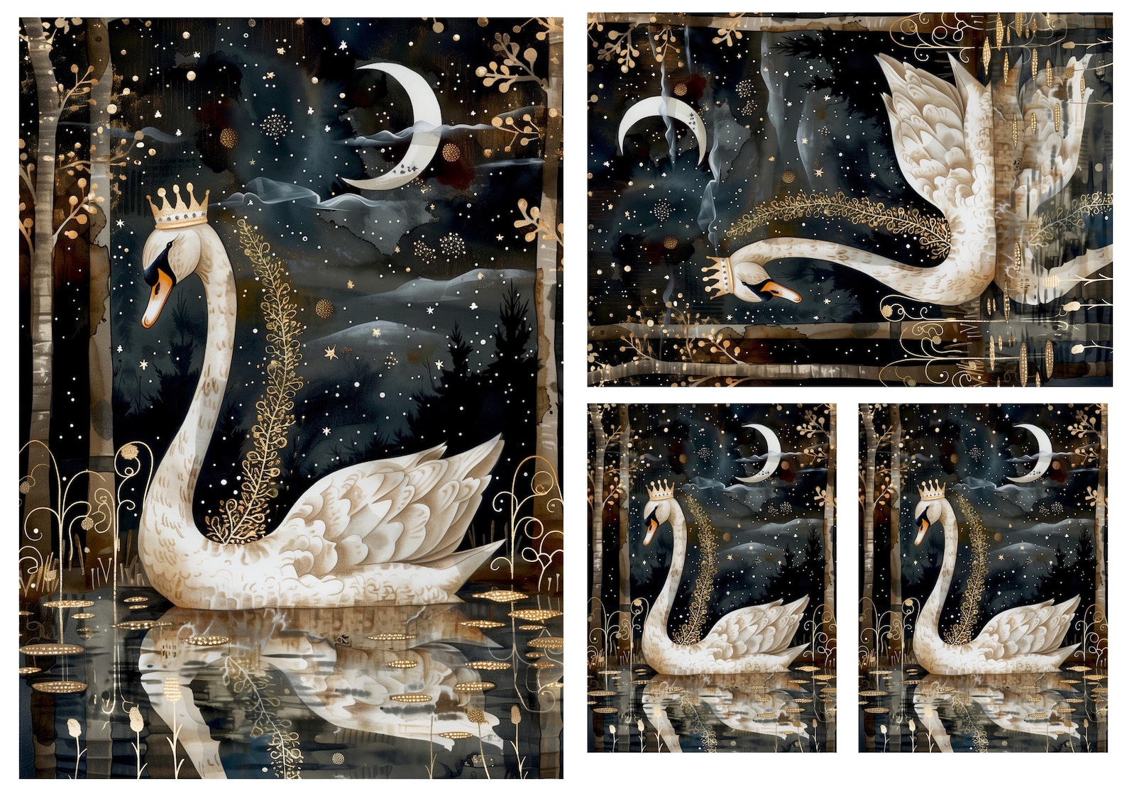 Pink Swan Rice Paper Rice Paper for Decoupage / Swan Lake Queen / 1 Rice Paper / A4 ...