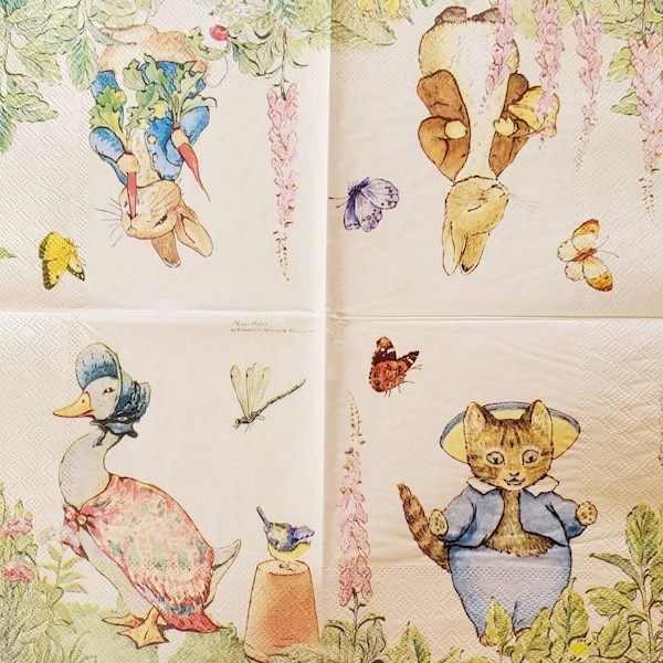 Decoupage Napkins - Easter Bunny Paper Napkins- Set of 3 - Luncheon Size