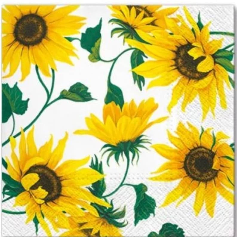 WhiteFoxFinds Sunflower Decoupage Napkins