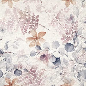Decoupage Napkins- Fall Floral Leaf Paper Napkins- Set of 3 - Cocktail Size