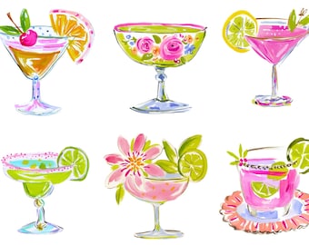Rice Paper for Decoupage / Cocktails MartinI Preppy Bar Drinks / 1 Rice Paper / A4 / A5 / Customizable