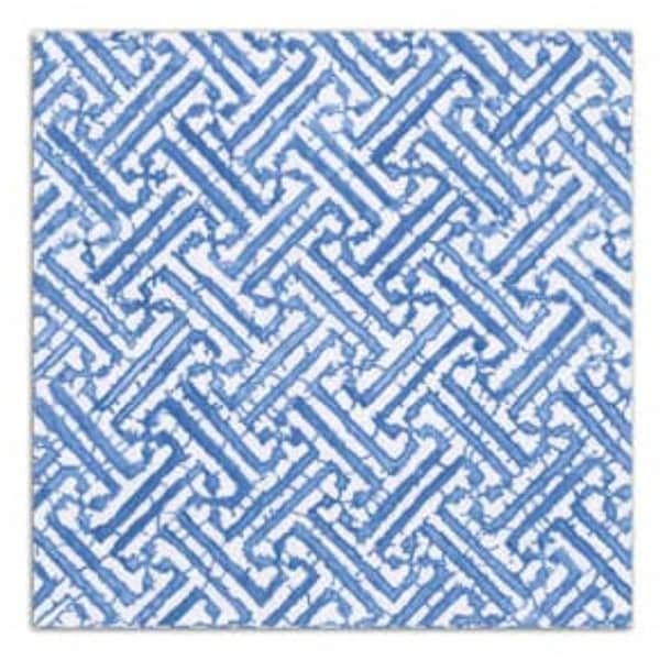 Decoupage Napkins- Blue and White Geometric Stripe Design Paper Napkins- Set of 3- Cocktail Size