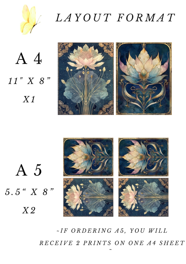 Rice Paper for Decoupage / Lotus Flower Art Nouveau Art Deco / 1 Rice ...