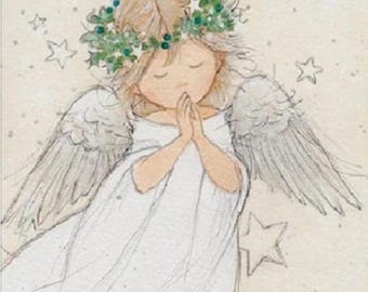 Decoupage Napkins- Christmas Angel Paper Napkins - Set of 3 - Luncheon Size