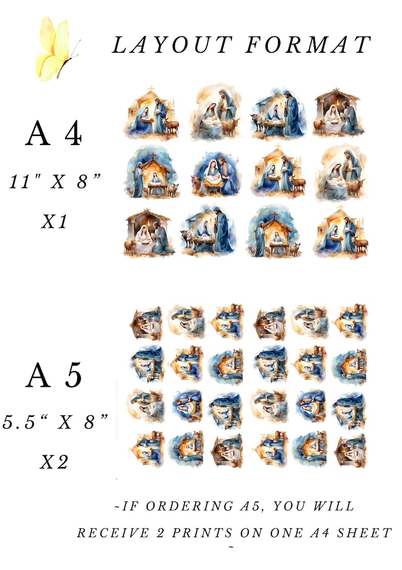 Rice Paper for Decoupage / Nativity / 1 Rice Paper / A4 / A5 / Customizable image 2