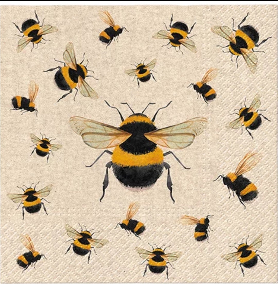 Decoupage Napkins Bee Paper Napkins Set of 3 Luncheon Etsy