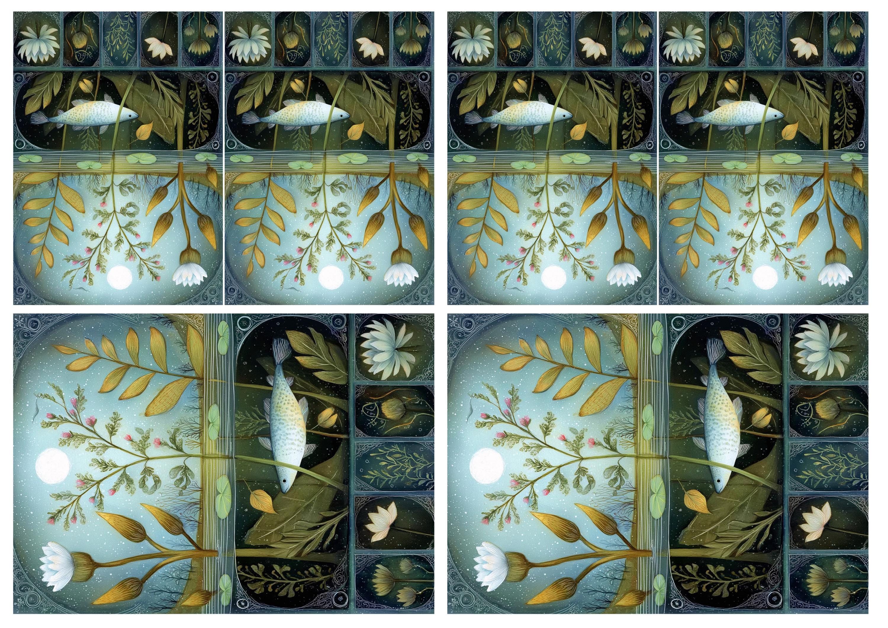 Rice Paper for Decoupage / Fish Lotus Lily Flower Pond Lake / 1 Rice ...