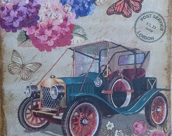 Decoupage Napkins- Vintage Cars Paper Napkins- Set of 3 - Luncheon Size ...