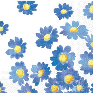 Decoupage Napkins- Daisy Flowers Paper Napkins- Set of 3- Cocktail Size