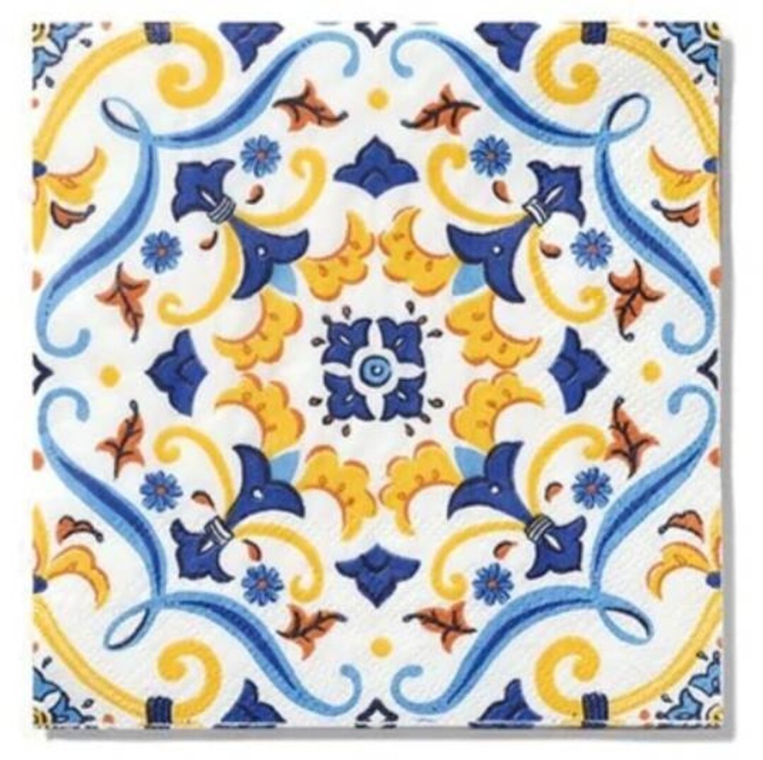 Decoupage Napkins Spanish Tile Paper Napkins Set of 3 Cocktail Size Etsy