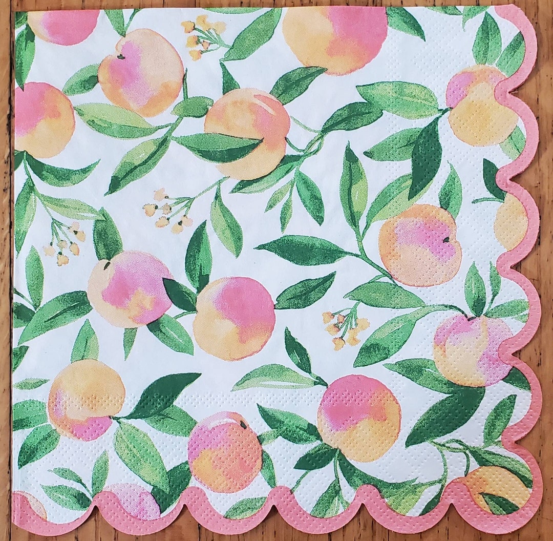 Decoupage Napkins Peach Paper Napkins Set of 3 Luncheon Size Etsy