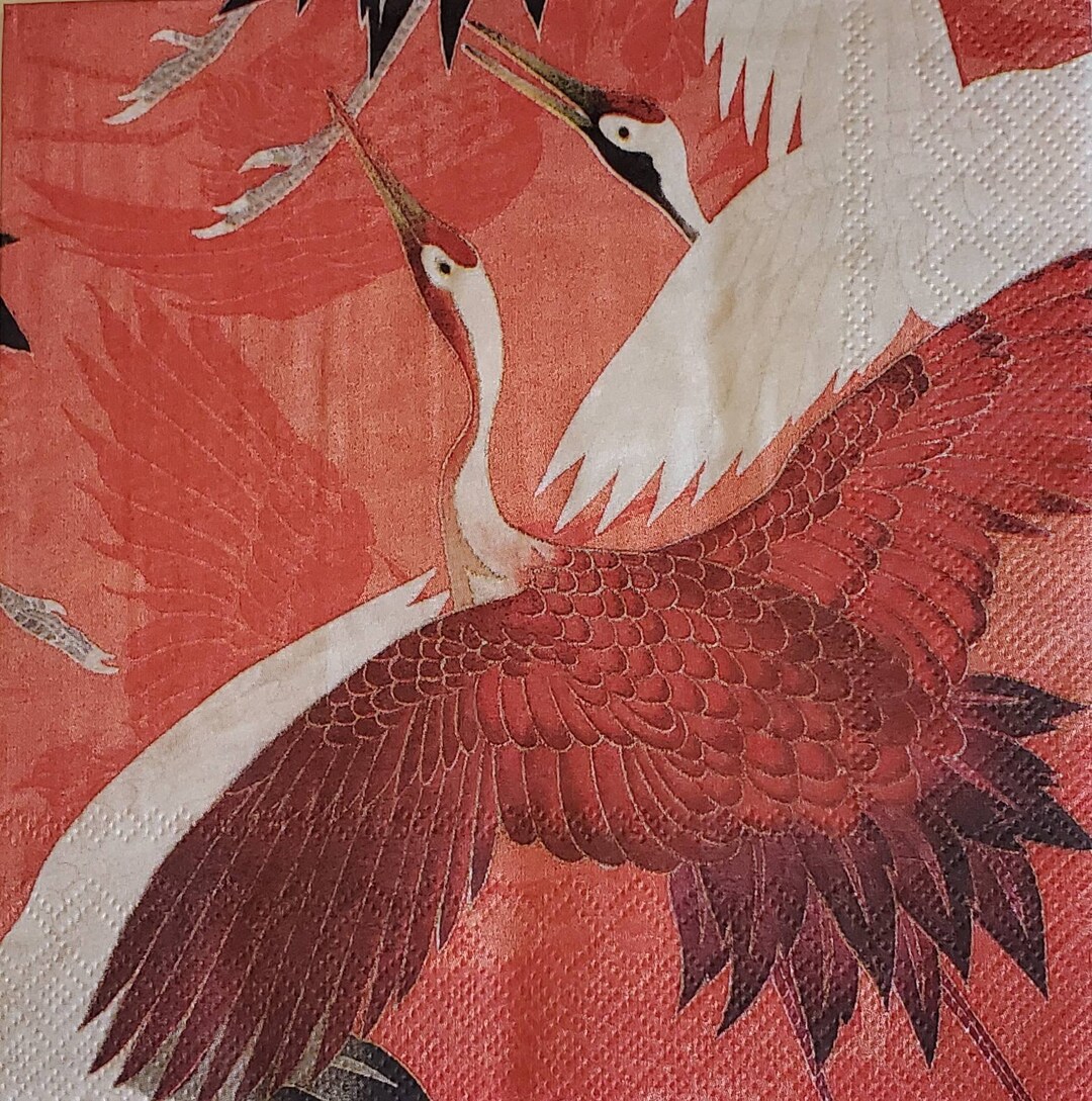 Decoupage Napkins Crane Heron Egret Paper Napkins Set of 3 Etsy