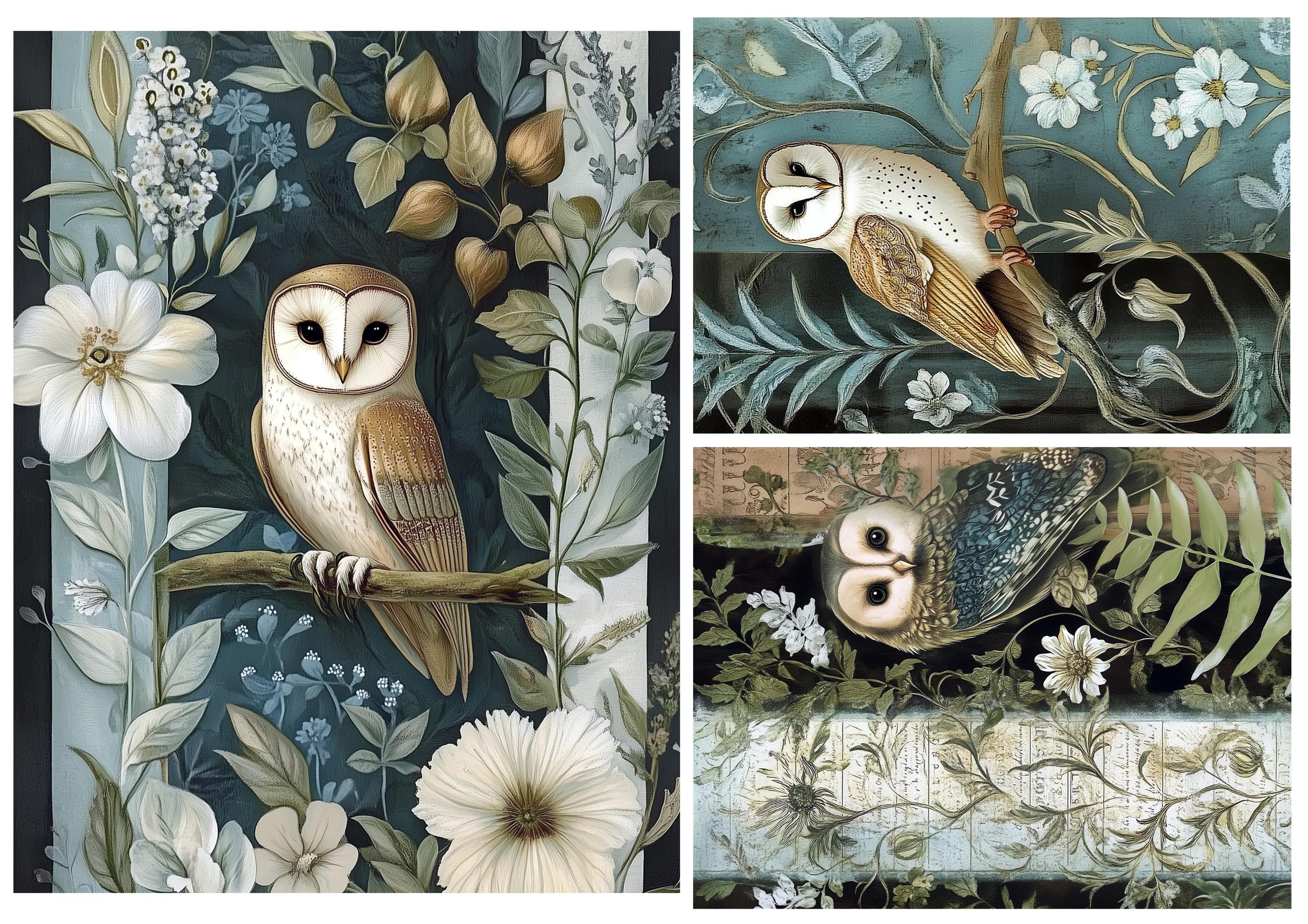 Rice Paper for Decoupage / Owl Owls / 1 Rice Paper / A4 / A5 / Customizable