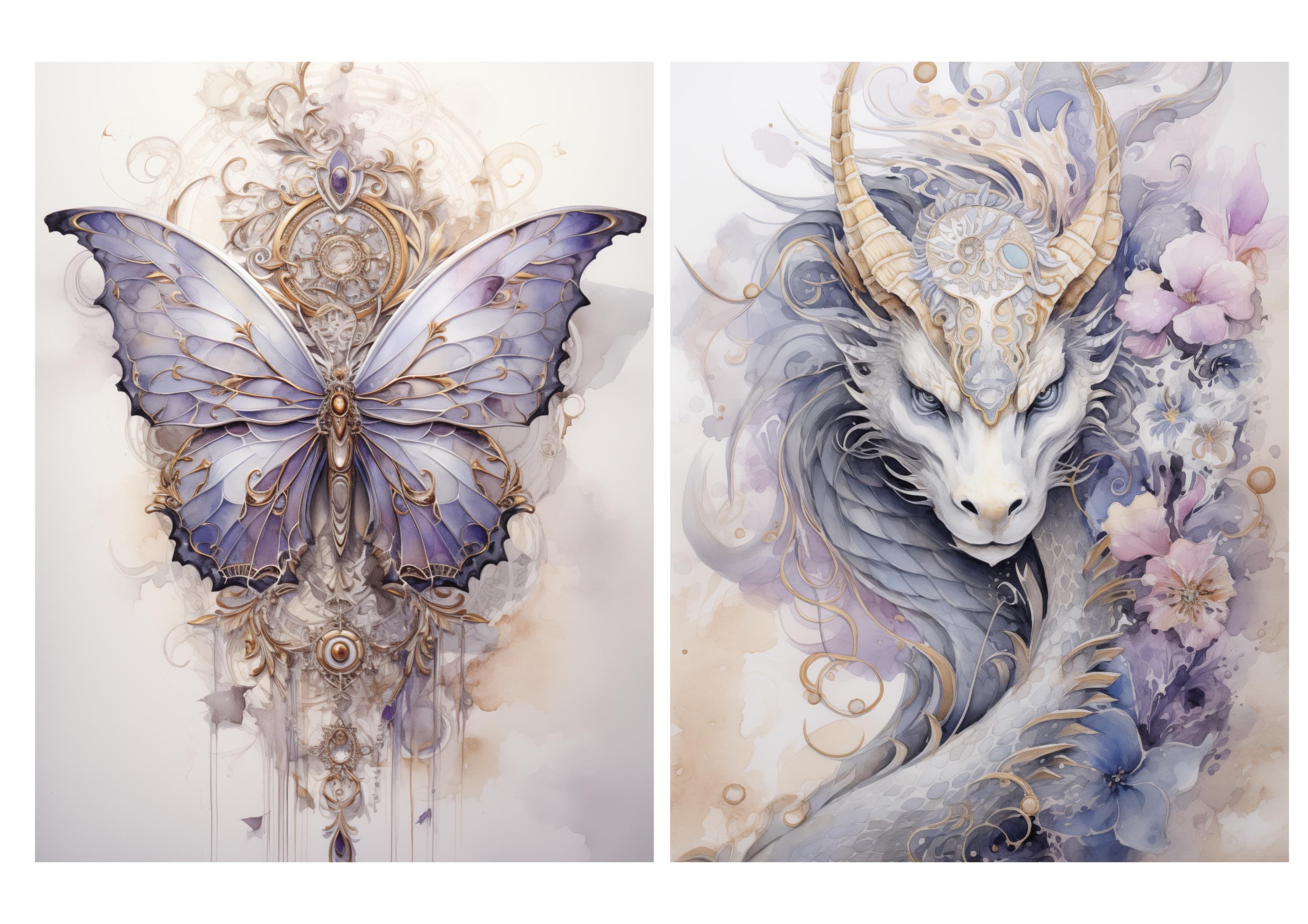 Rice Paper for Decoupage / Dragon Dragons / 1 Rice Paper / A4 / A5 ...