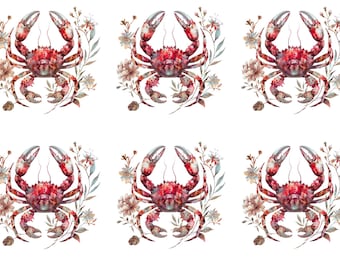Rice Paper for Decoupage / Crab Sea Ocean Beach Coastal / 1 Rice Paper / A4 / A5 / Customizable
