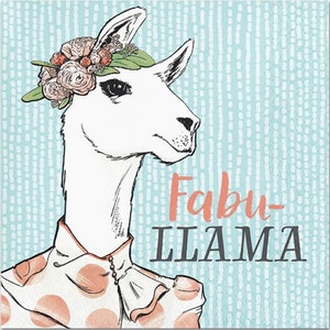 Decoupage Napkins- Llama Lady Paper Napkins- Set of 3- Cocktail Size