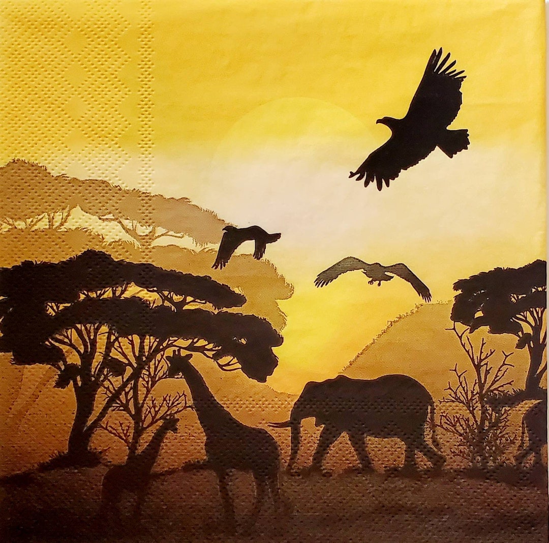 Decoupage Napkins Africa Paper Napkins Set of 3 luncheon Size Etsy