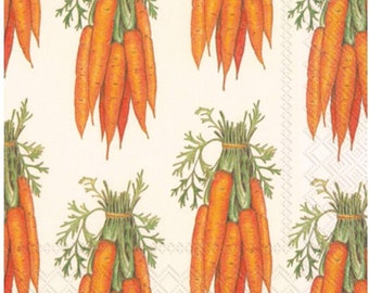 Decoupage Napkins - Carrot Paper Napkins - Set of 3 - Luncheon Size