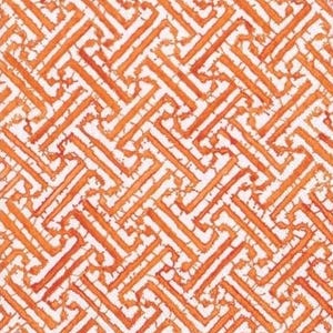 May include: A white background with a repeating pattern of orange interlocking geometric shapes.