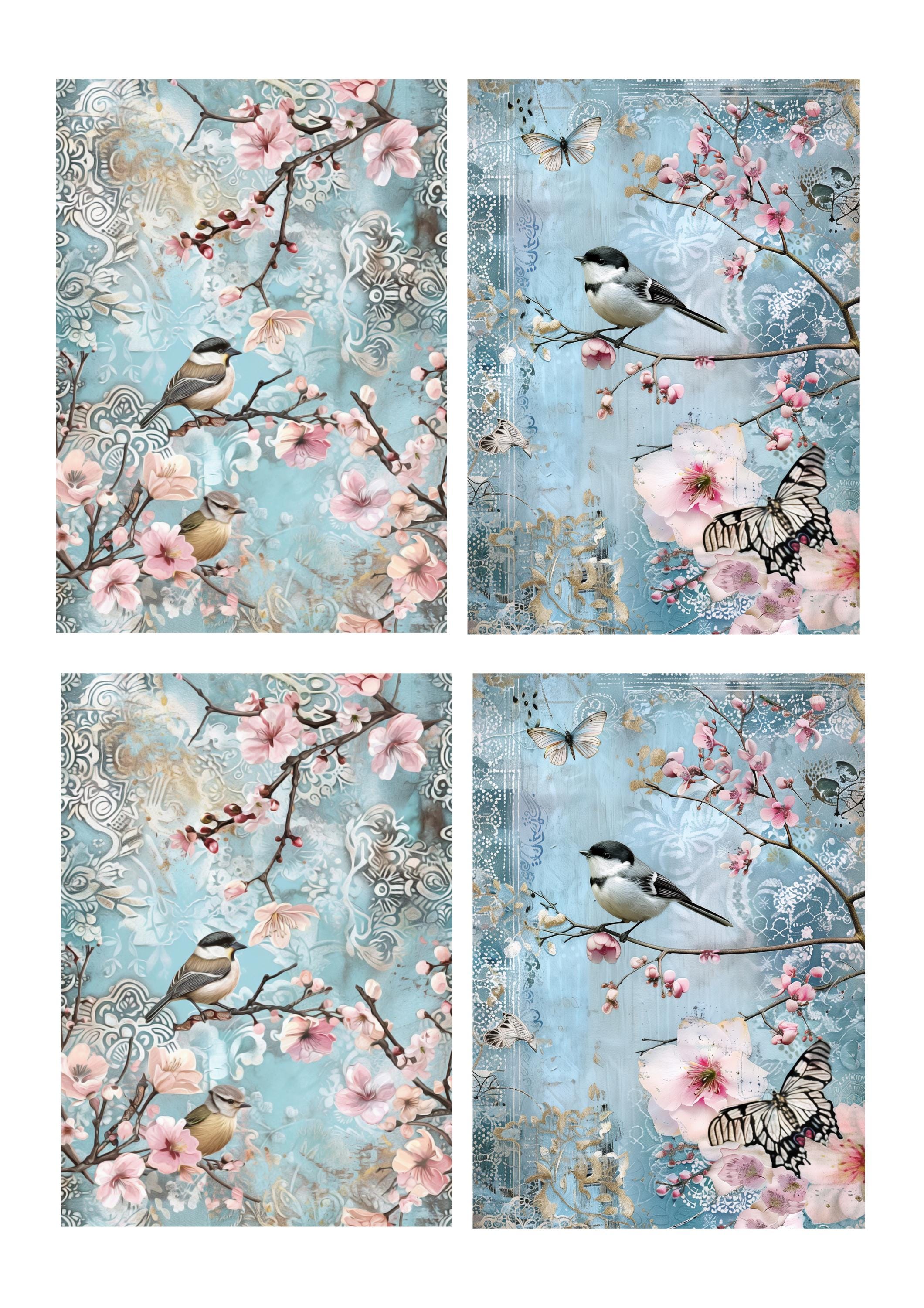 Rice Paper for Decoupage / Vintage Spring Bird Birds / 1 Rice Paper ...