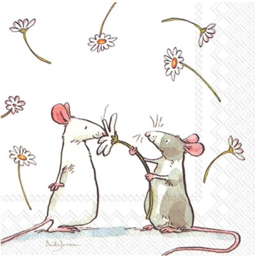 Mouse Using Napkin Decoupage Napkins- Mouse Daisy Paper Napkins- Set of 3- Luncheon Size ...