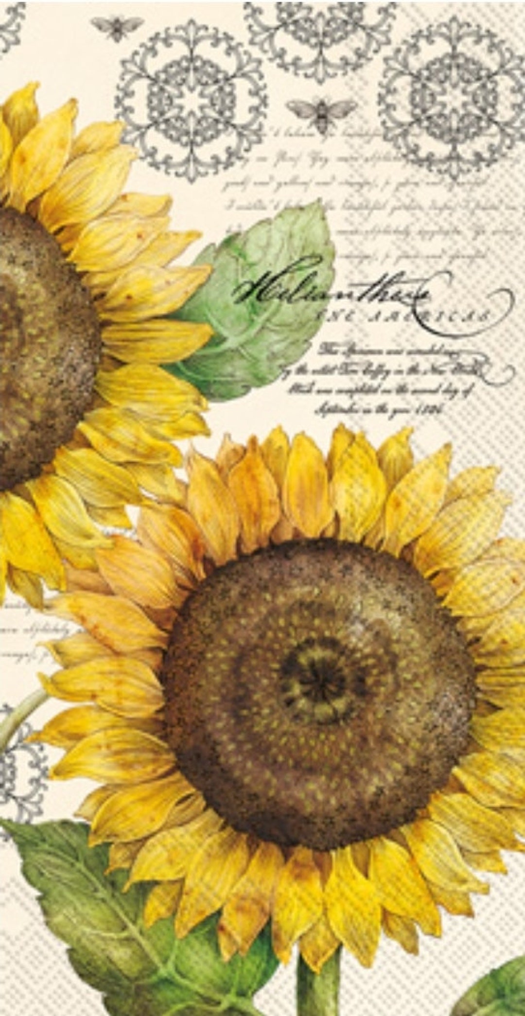 Decoupage Napkins Sunflower Paper Napkins set of 2 Guest Size Etsy