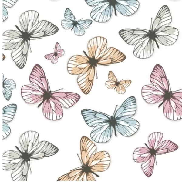 Decoupage Napkins- Butterflies Paper Napkins- Set of 3- Luncheon Size