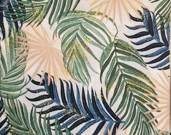 Decoupage Napkins- Tropical Palm Tree Leaf Paper Napkins- Set of 3- Cocktail Size