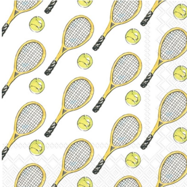 Decoupage Napkins- Tennis Paper Napkins- Set of 3- Cocktail Size