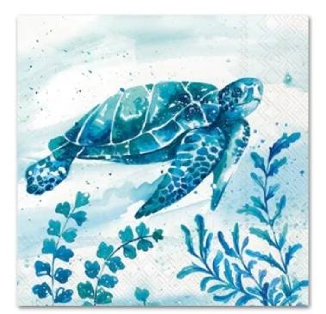 Decoupage Napkins Sea Turtle Paper Napkins Set of 3 Cocktail Size Etsy