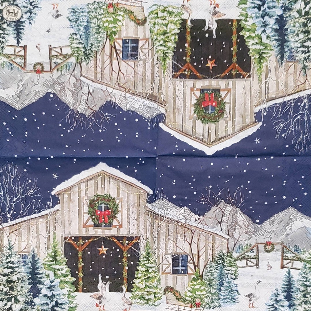 Decoupage Napkins Christmas Barn Nativity Paper Napkins Set of 3