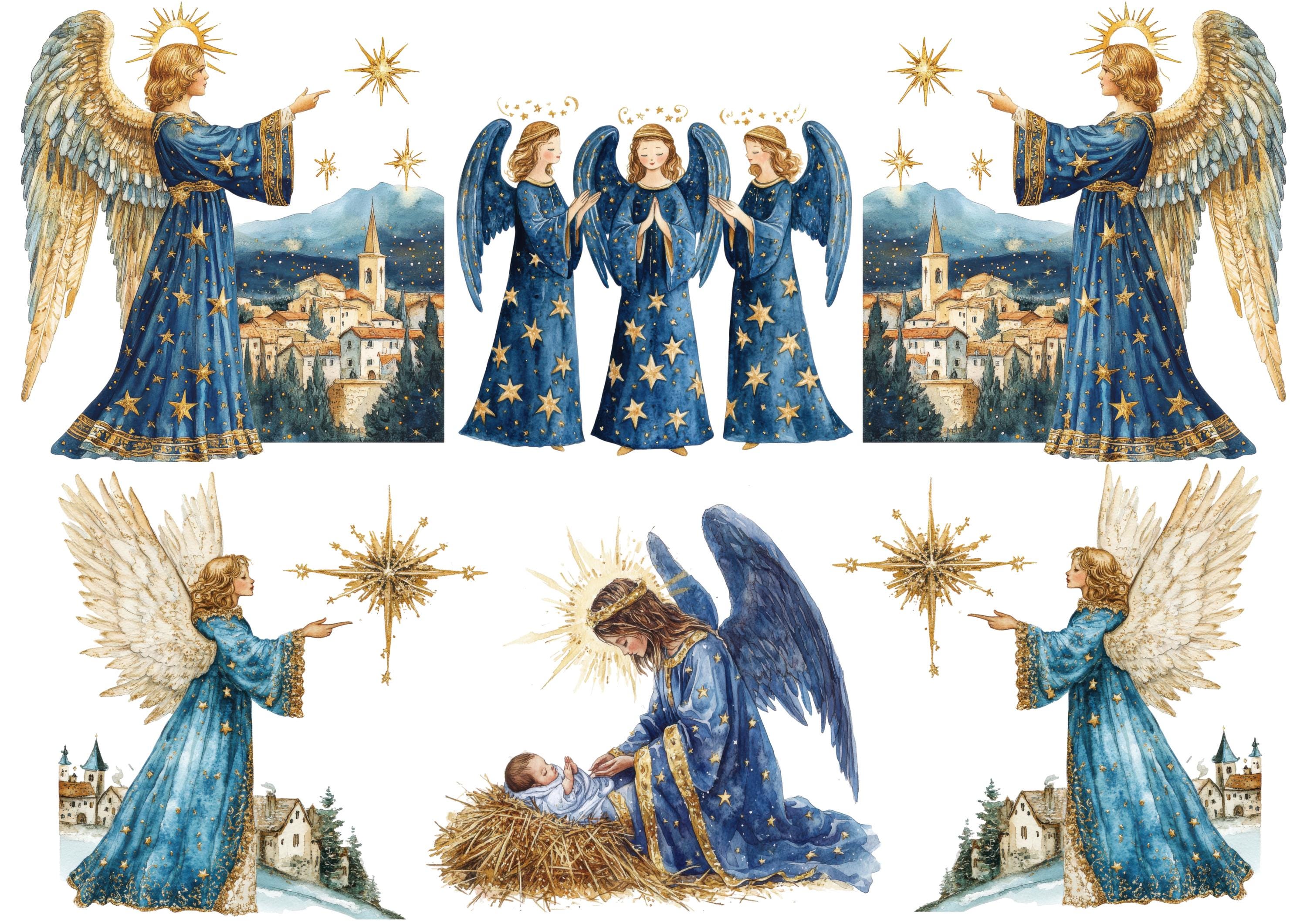 Rice Paper for Decoupage / Angel Angels Nativity Christian Jesus / 1 ...
