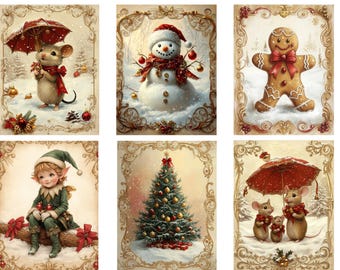 Rice Paper for Decoupage / Christmas Mice Mouse Tree Gingerbread Elf / 1 Rice Paper / A4 / A5 Customizable