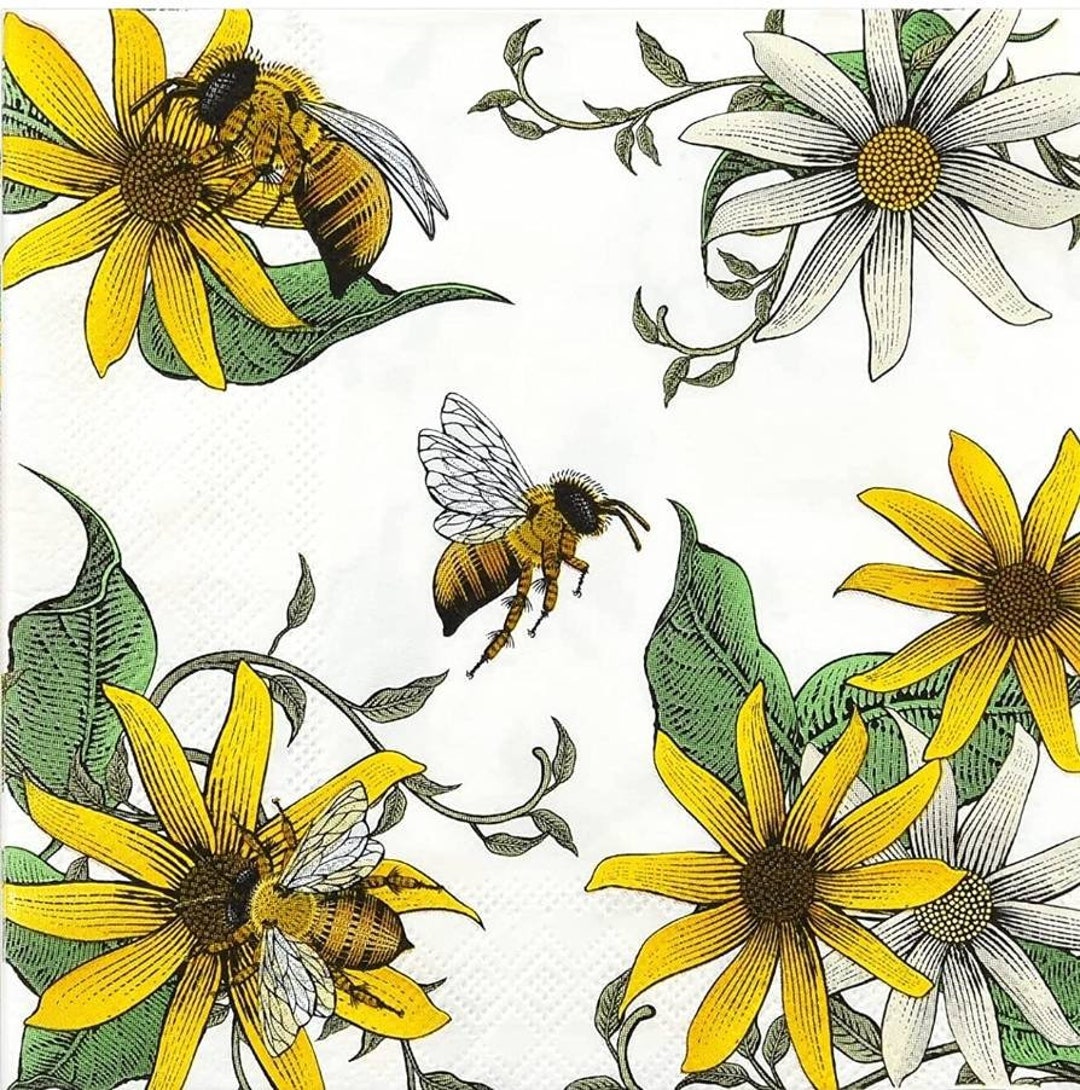 Decoupage Napkins Daisy & Bee Paper Napkins Set of 3 Luncheon Size Etsy