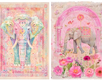 Rice Paper for Decoupage / Elephant Elephants / 1 Rice Paper / A4 / Customizable