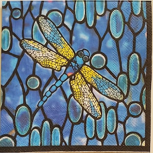 Decoupage Napkins- Dragonfly Paper Napkins- Set of 3- Cocktail Size